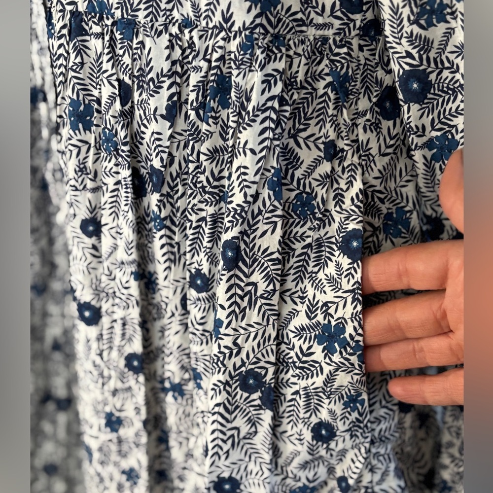J.Crew Floral Blue and White Cotton Dress 2 - Picture 7 of 12